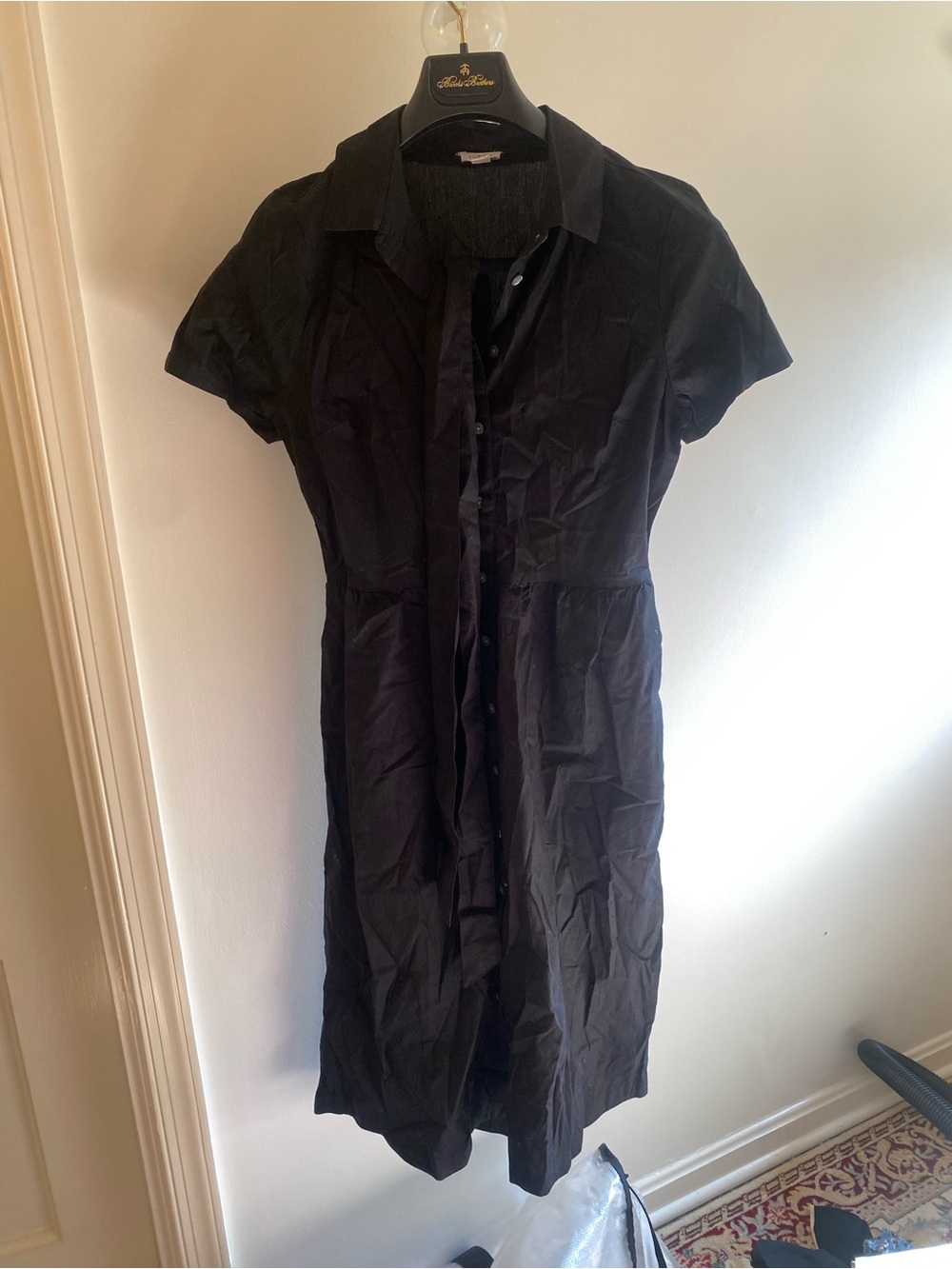 J Crew Factory Black Short-Sleeve Button-Front Midi Dress size 2